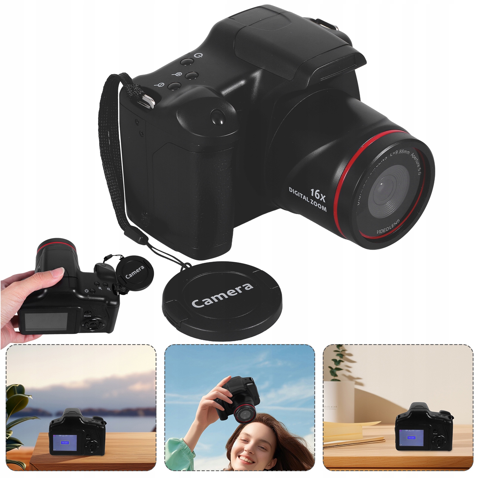Moderní Černý Digitální Fotoaparát S Teleobjektivem