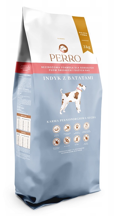Levně Perro Krůta bez Krmivo se sladkými bramborami pro psy středních a velkých plemen 3 kg