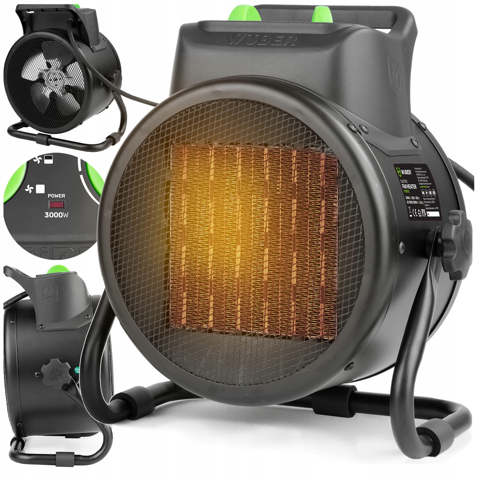 Dmychadlo Elektrický Ohřívač 3KW Termoventilátor Ohřívač Farelka Silný