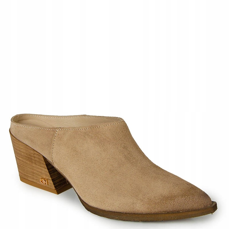 CheBello 5014 Béžové Kožené Nazouváky Na Podpatku 37