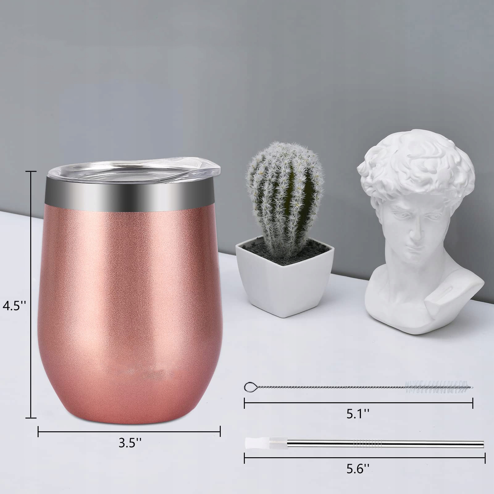 2X PODWÓJNA ŚCIANKA KUBEK 360 ML ZE STALI NIERDZEWNEJ Z POKRYWKĄ I SŁOMKĄ Kod producenta Świąteczny kubek do wina