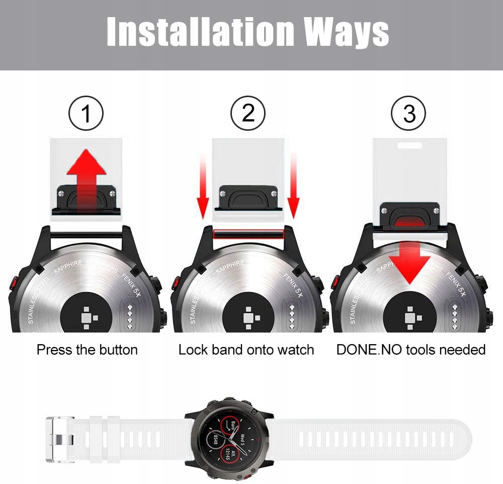 BIAŁY Silikonowy Pasek Garmin FENIX 5X PLUS Quick Model Garmin Fenix 5X PLUS
