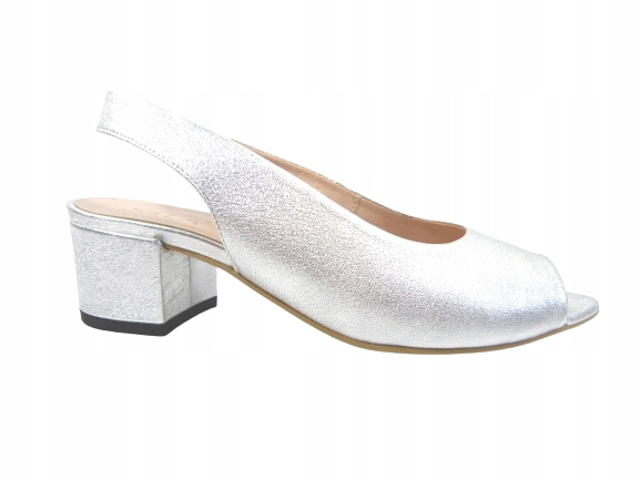 stříbrné lodičky bez špičky a paty, nízké, pohodlné dámské sandály Sala 37