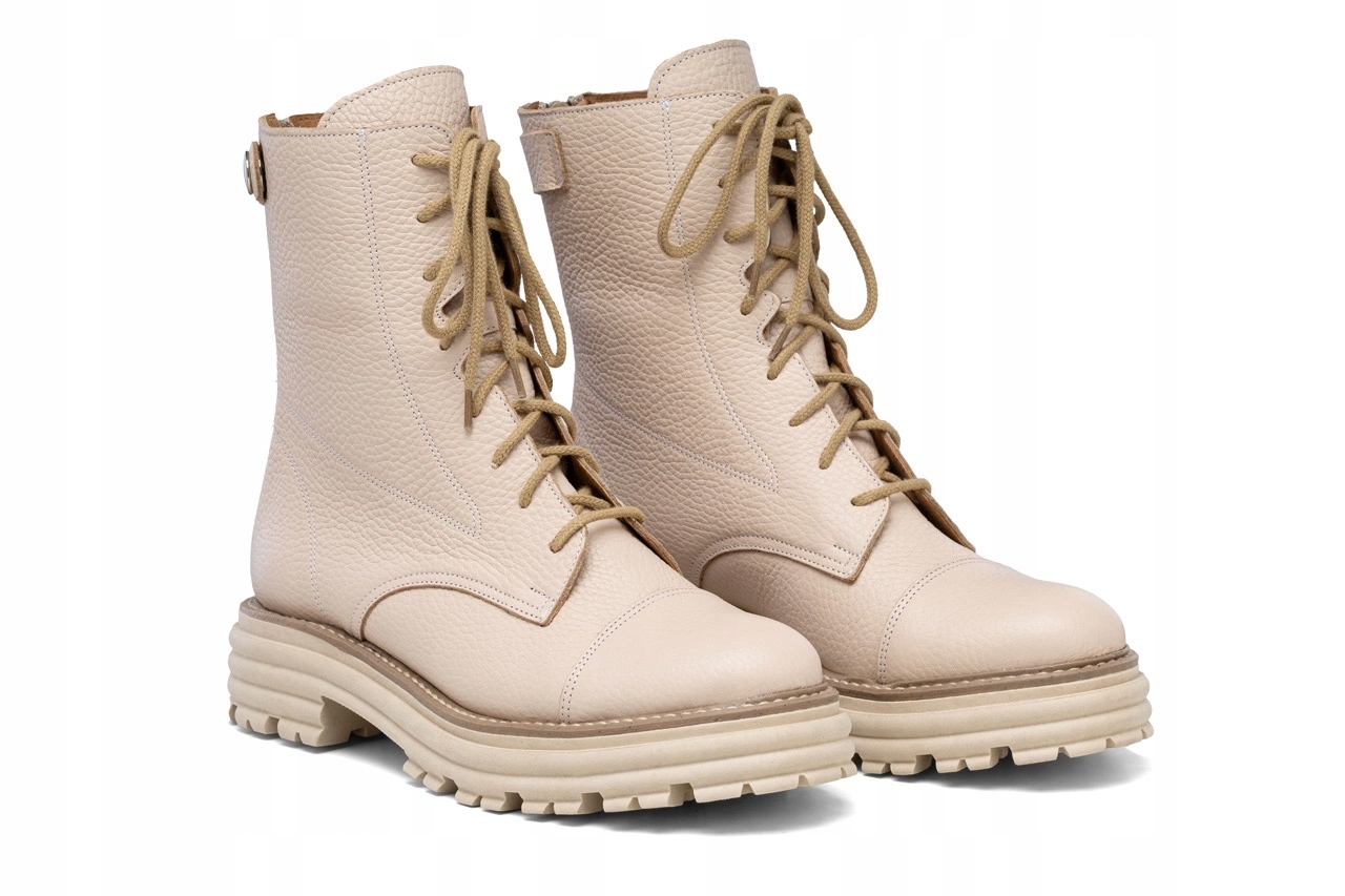 Kotníkové Boty workery z přírodní lícové kůže béžové Butdam WOR1 38