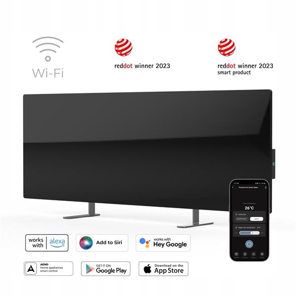 Aeno AGH2S Premium Eco Smart Ohrievač čierny, Wi-fi, max 700W, Infra…