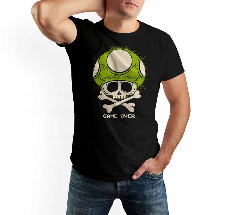 

T-shirt męski czarny Mario Game Over Xs