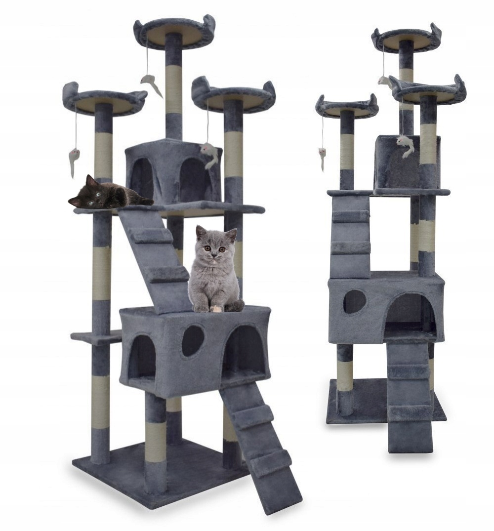 Levně Škrabadlo pro kočky, stabilní sisalový sloupek 170 cm Bituxx, vysoce měkký plyš