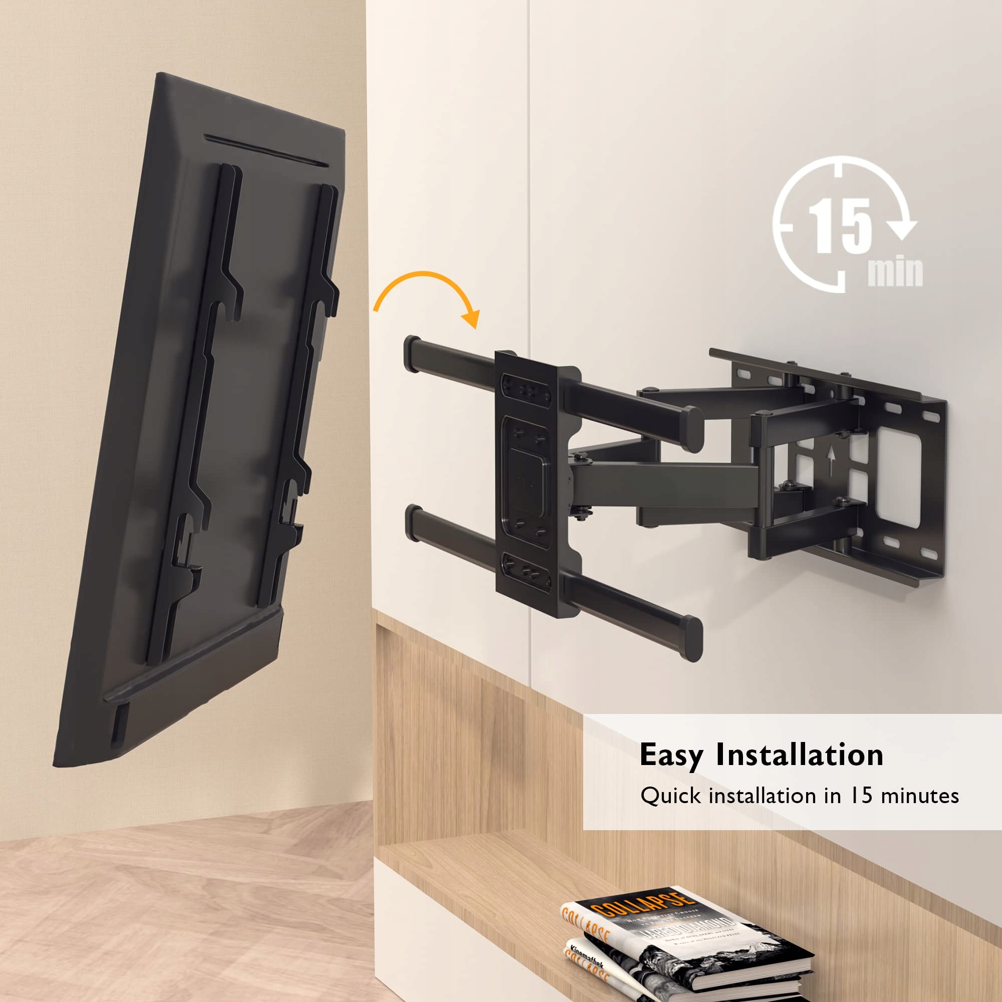 BONTEC Uchwyt TV 32-80 Cal Schwenkbar Neigbar Max 60kg VESA 600x400mm — miniatura 8
