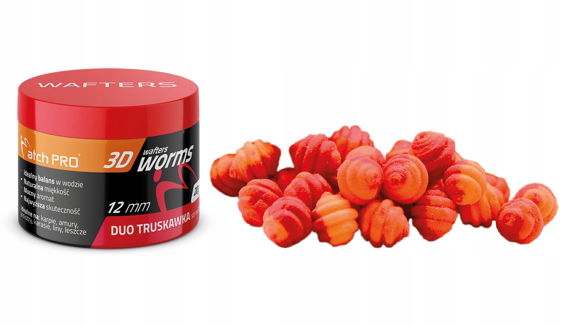 3D Worms Wafters Duo Strawberry 12mm 20g MatchPro