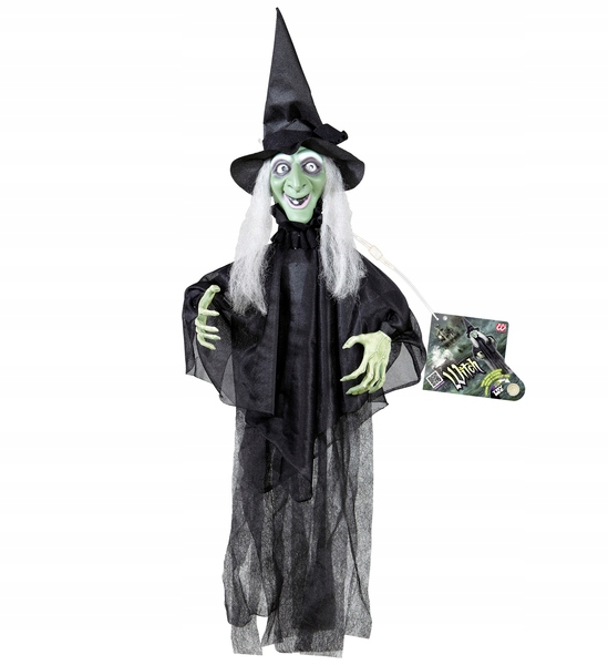 Dekorace Čarodějnice Strašidelná Zelená Animovaná 60 CM Hrůzostrášná Halloween