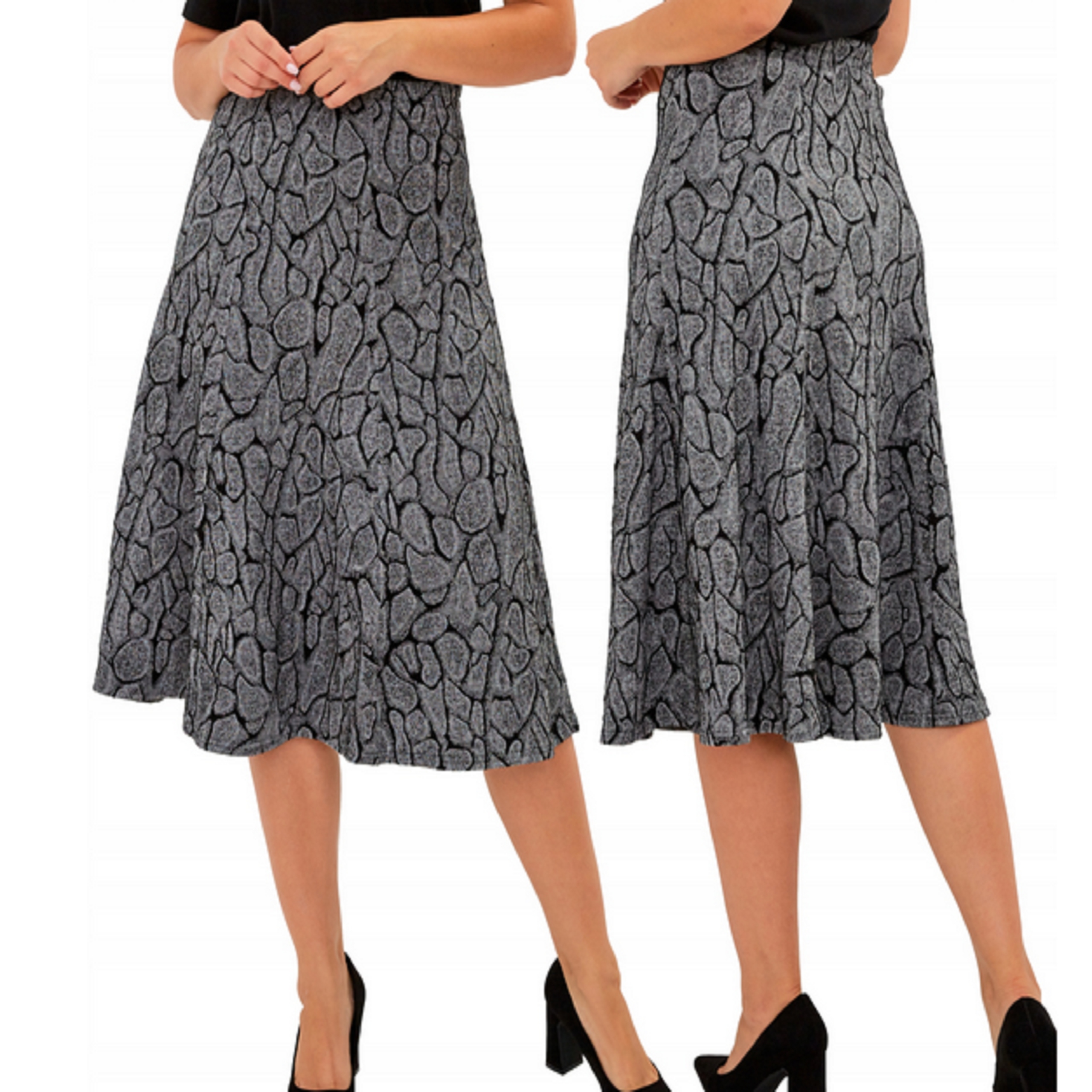 Dámská pletená midi Sukně dlouhá s elastickým páskem Polský Výrobce Warm