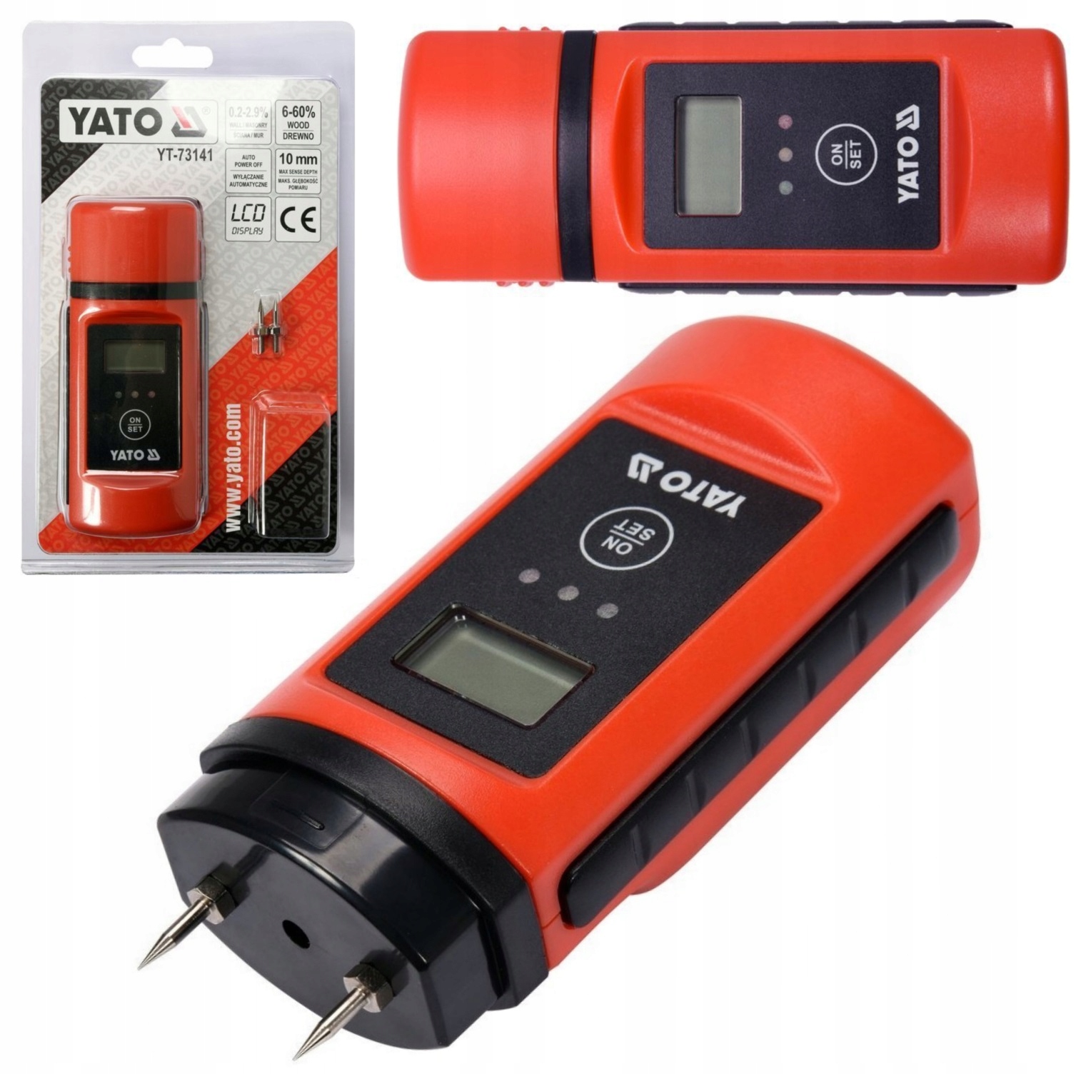 YATO WILGOTNOŚCIOMIERZ MIERNIK WILGOTNOŚCI DO MURÓW DREWNA 0,2-60% YT-73141