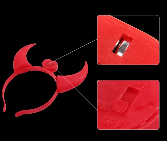 OPASKA NA GŁOWĘ ŚWIECĄCA HALLOWEEN ROGI DIABEŁ Motyw Halloween