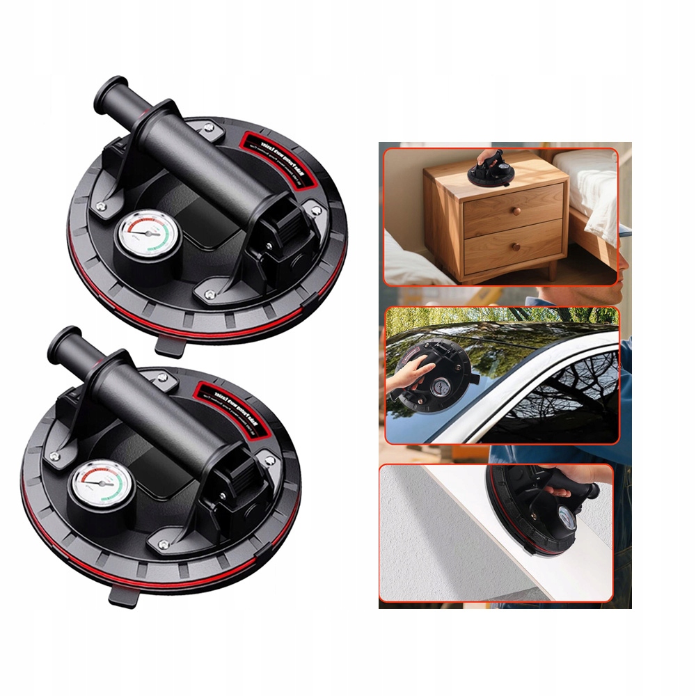 2x Přísavka s pumpičkou na dlaždice a sklo s manometrem