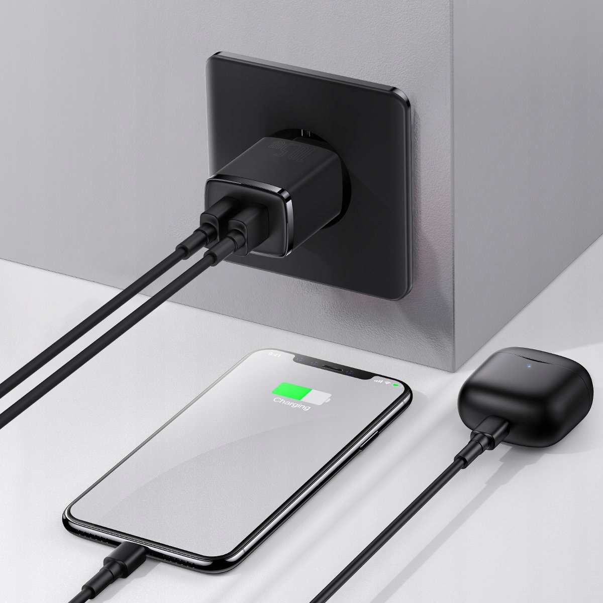 Szybka ładowarka sieciowa Baseus 2x USB-A, 10,5W Złącza USB