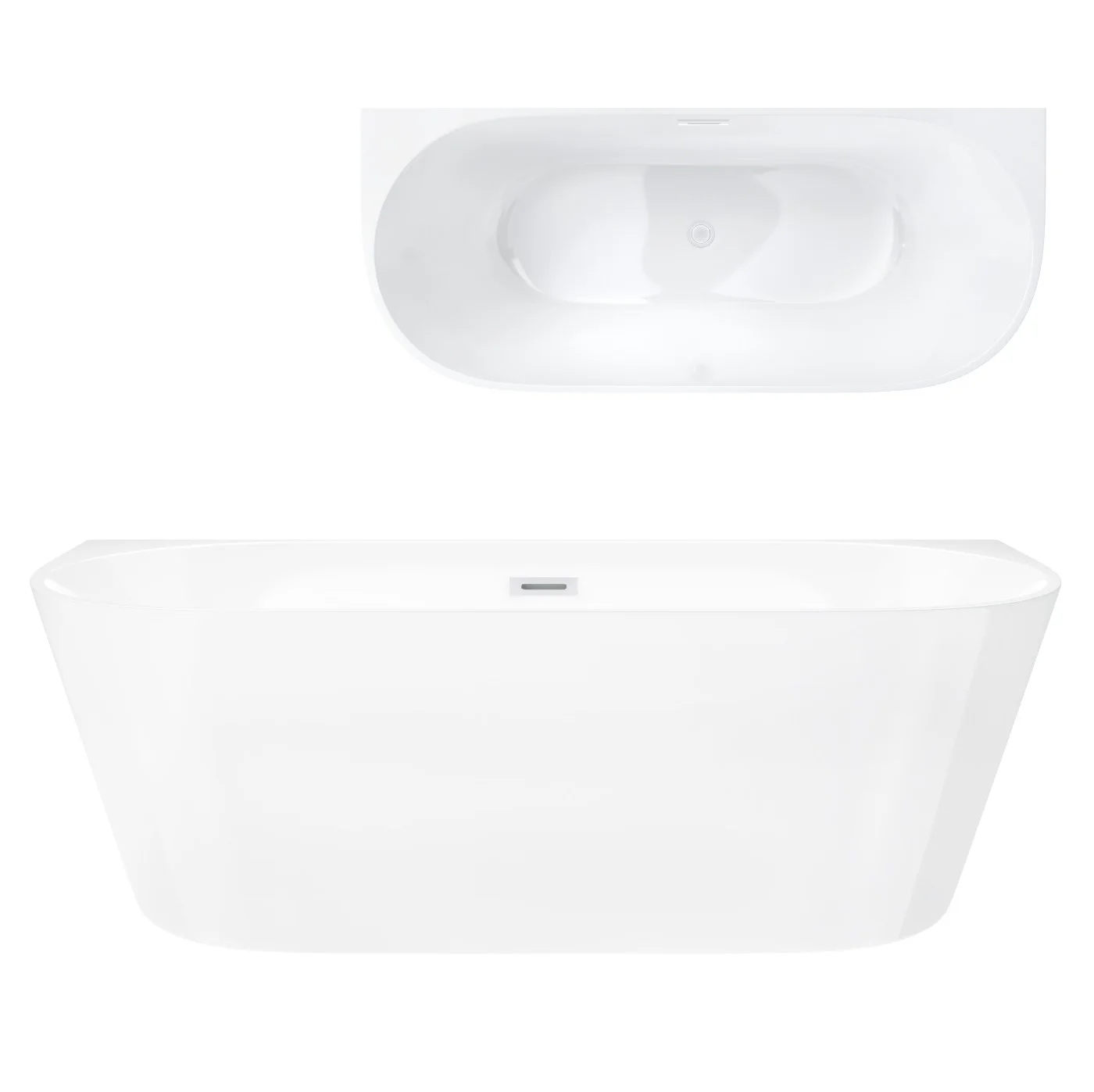 Wanna przyścienna wolnostojąca Corsan Mono 160x75 cm Korek klik-klak Biały