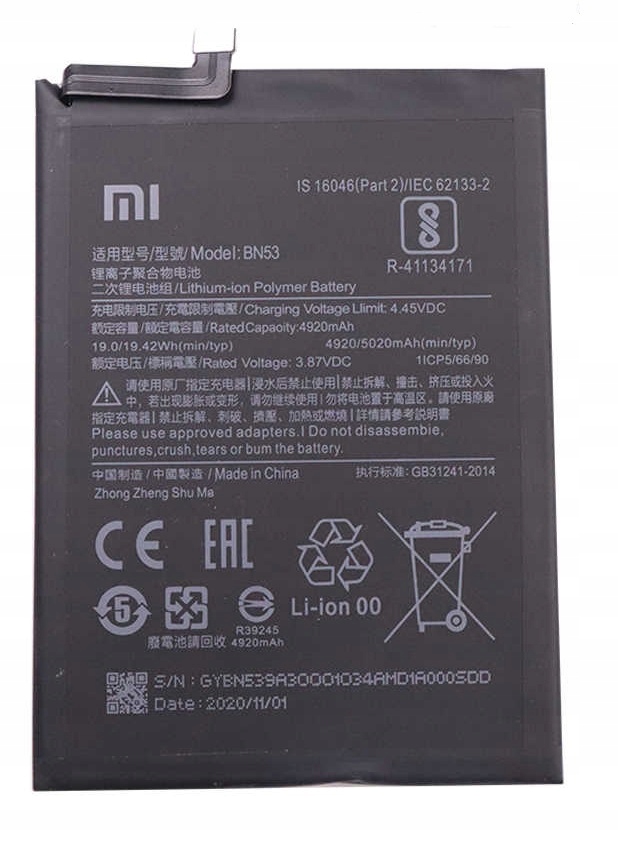 

Oryginalna Bateria Xiaomi Redmi Note 9 Pro BN53
