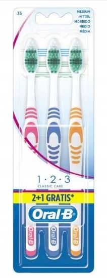 

Oral-B 1,2,3 Classic, Szczoteczka, Średnia, 3 szt