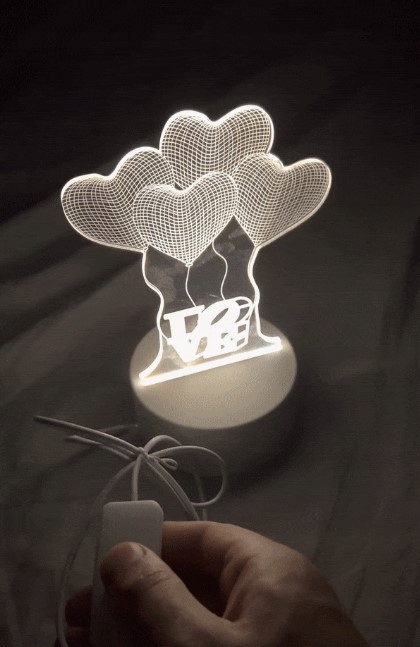 Lampka Nocna 3D USB Balony Serce + Kostka ON/OFF Marka bez marki