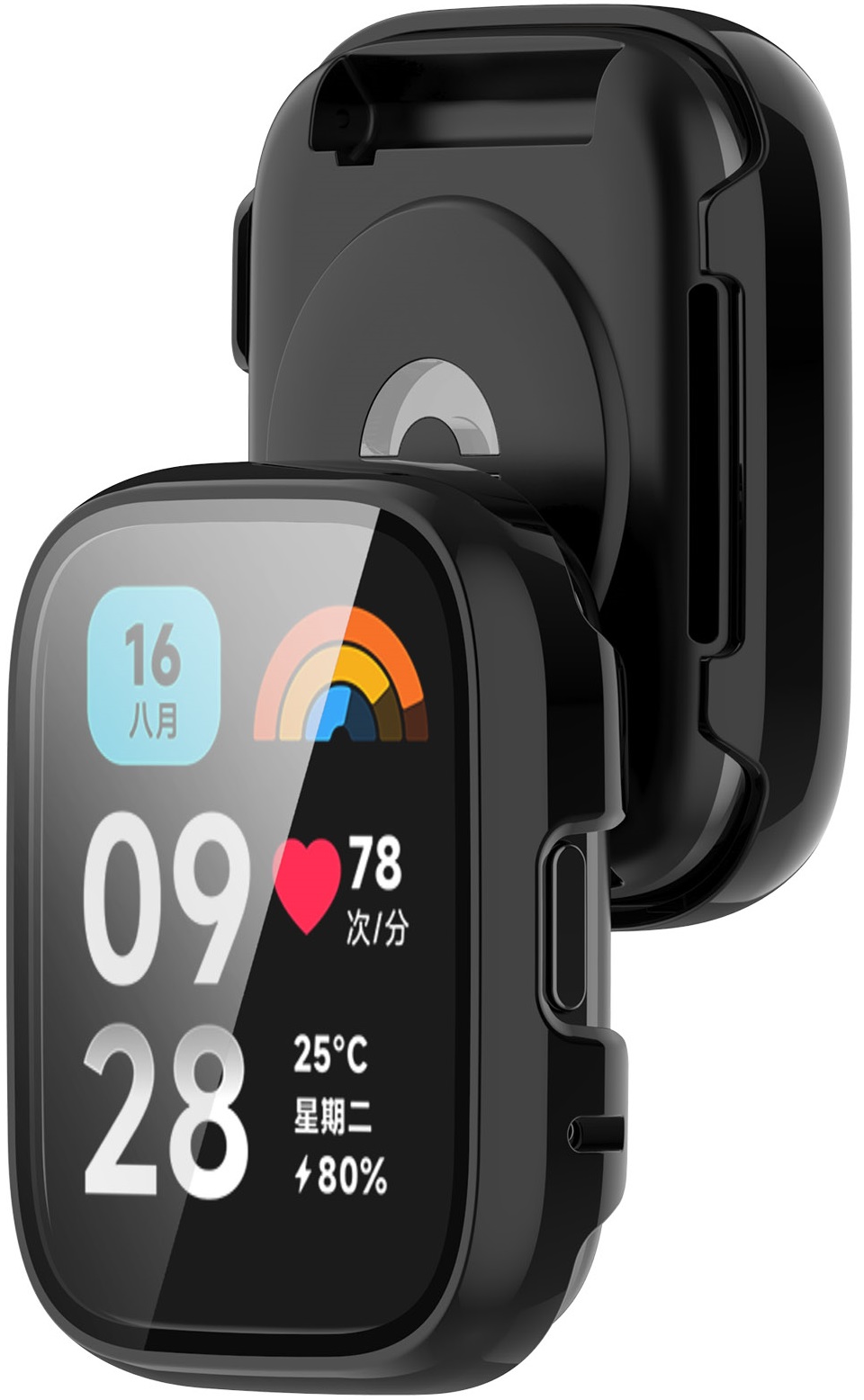 ETUI OCHRONNE + SZKŁO HARTOWANE 2w1 DO XIAOMI REDMI WATCH 3 ACTIVE | KOLORY Kolor czarny