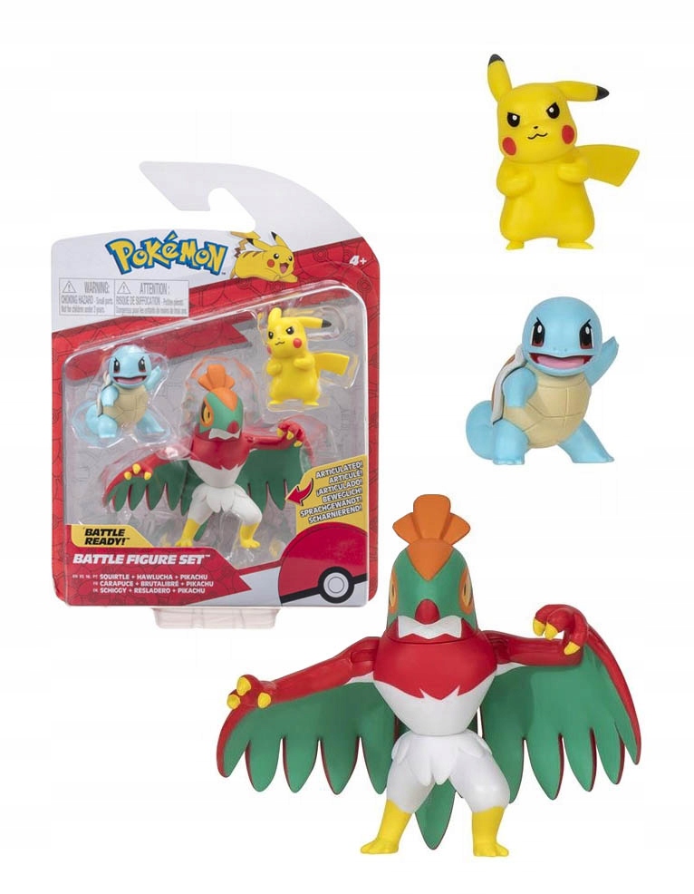 

3x Figurki Pokemon: Squirtle Hawlucha Pikachu
