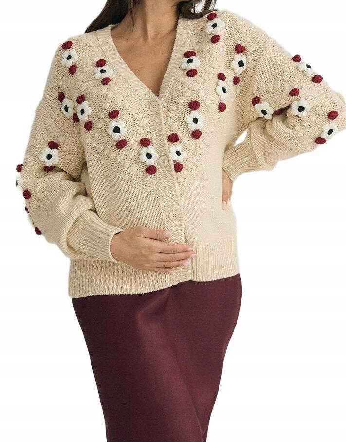 Béžový Rozepínací Svetr Typu Kardigan S Přídavkem Vlny, Volný, Reserved