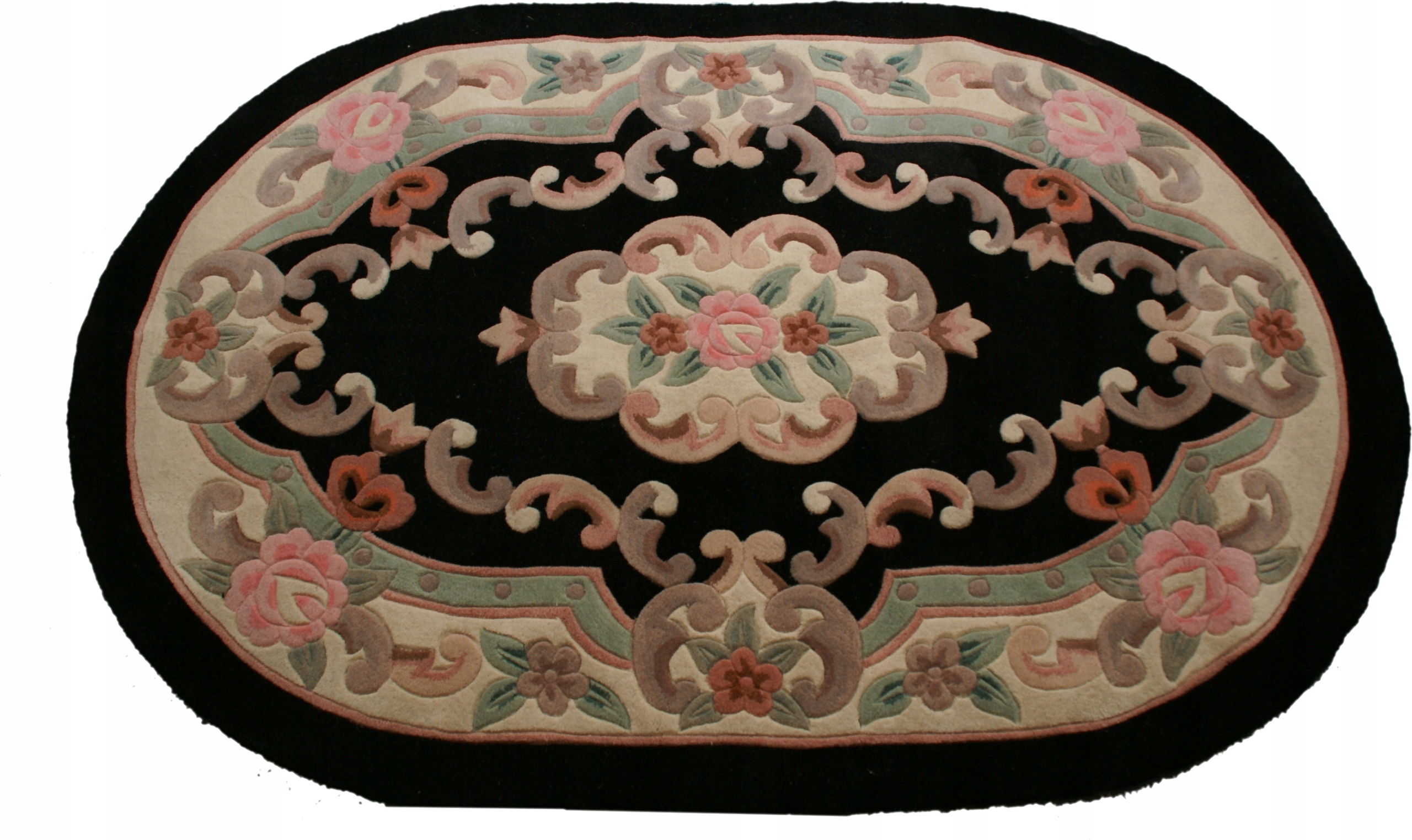 

Wełniany dywan Aubusson 120x180 czarny owal
