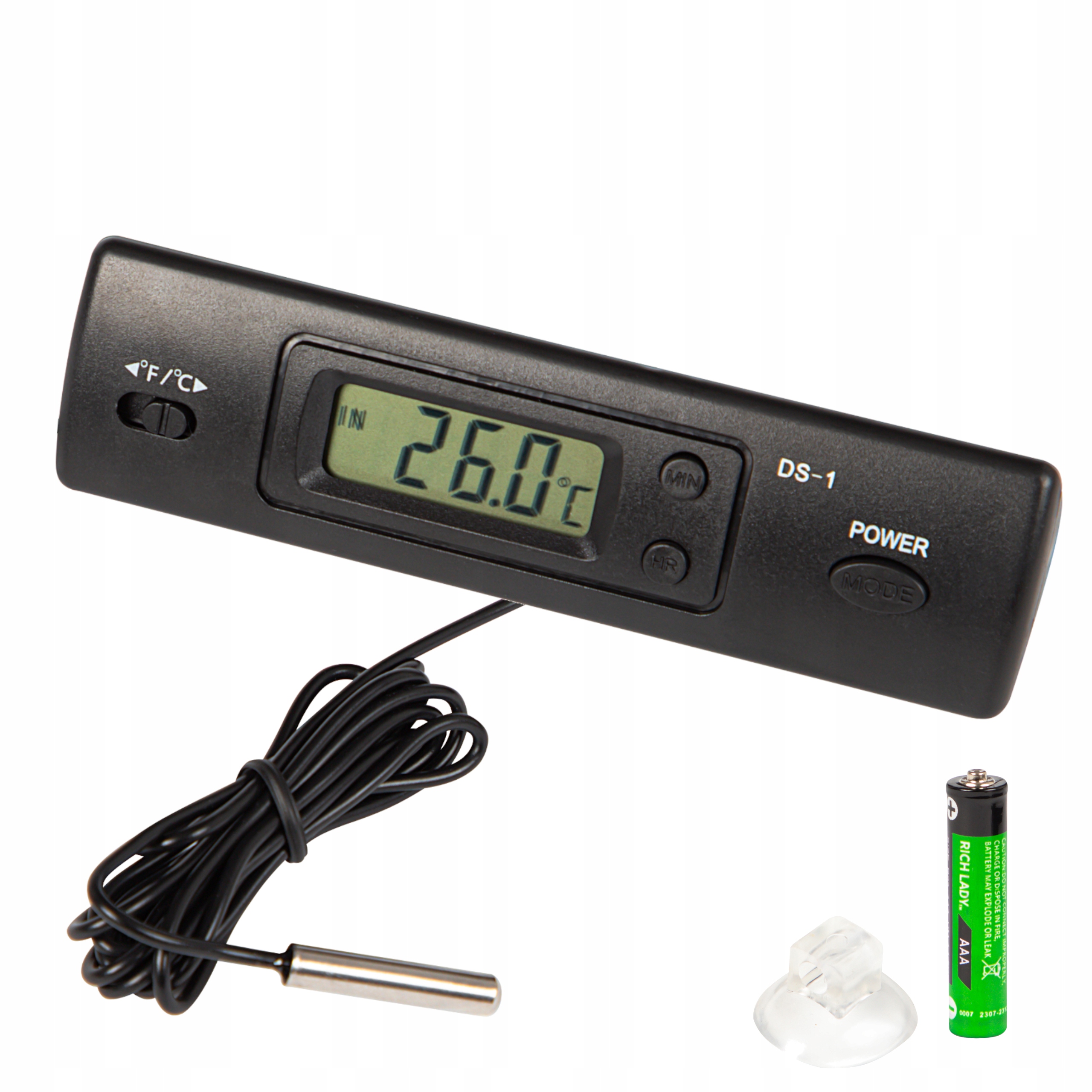 TERMOMETR SAMOCHODOWY SONDA ZEGAR LCD -50 +70 C WEWNĘTRZNY ZEWNĘTRZNY