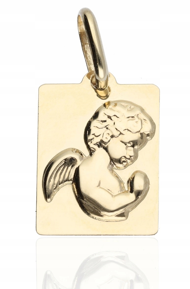 Zlatý Přívěsek Medailon Anděl Svaté Přijímání Gravírování 585