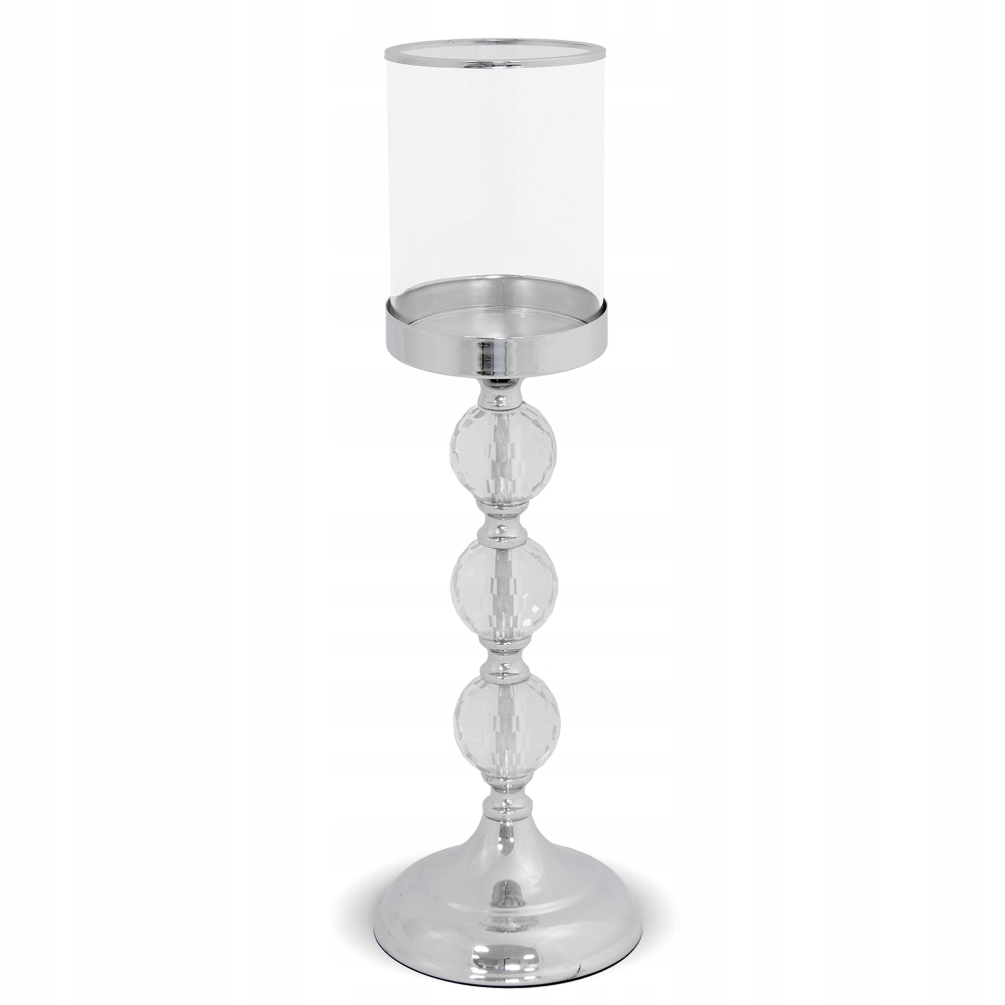 ŚWIECZNIK METALOWY, SZKLANY, GLAMOUR, DEKORACJA