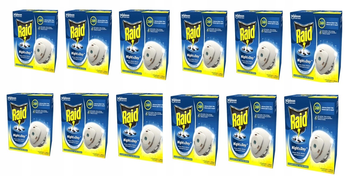 Raid proti komárom, muchám, mravcom (zariadenie náplň) 12 balení