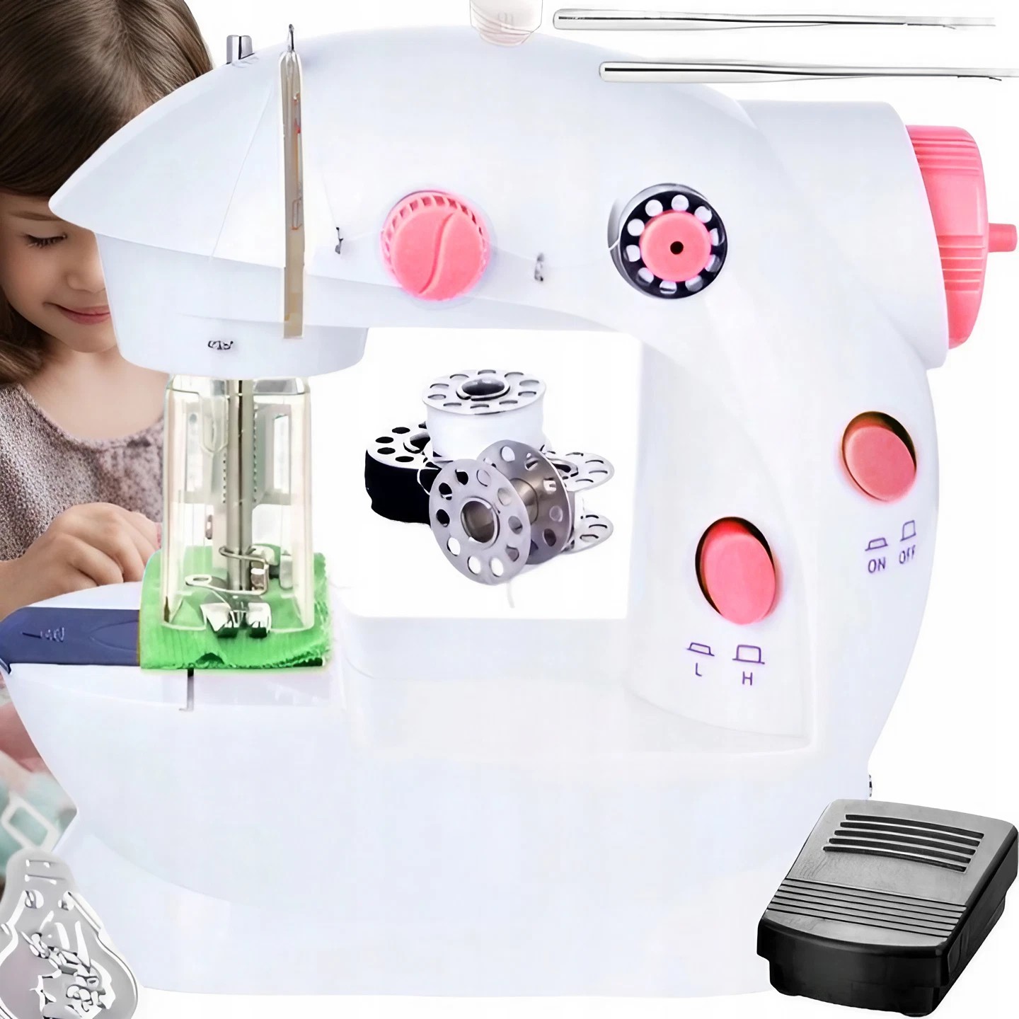 PRAWDZIWA MASZYNA DO SZYCIA DLA DZIECI Z OSŁONĄ NA PALCE + IGŁA NICI LAMPKA EAN (GTIN) 5903819991314