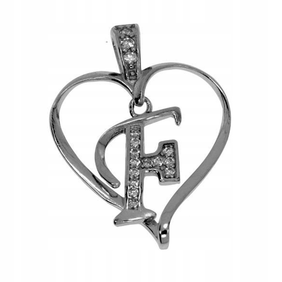 

Literka F srebrna w serduszku Ag 925