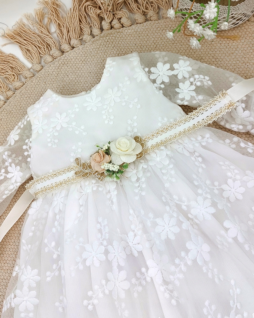 Sukienka do chrztu EMMA roz 80 Kolor biały