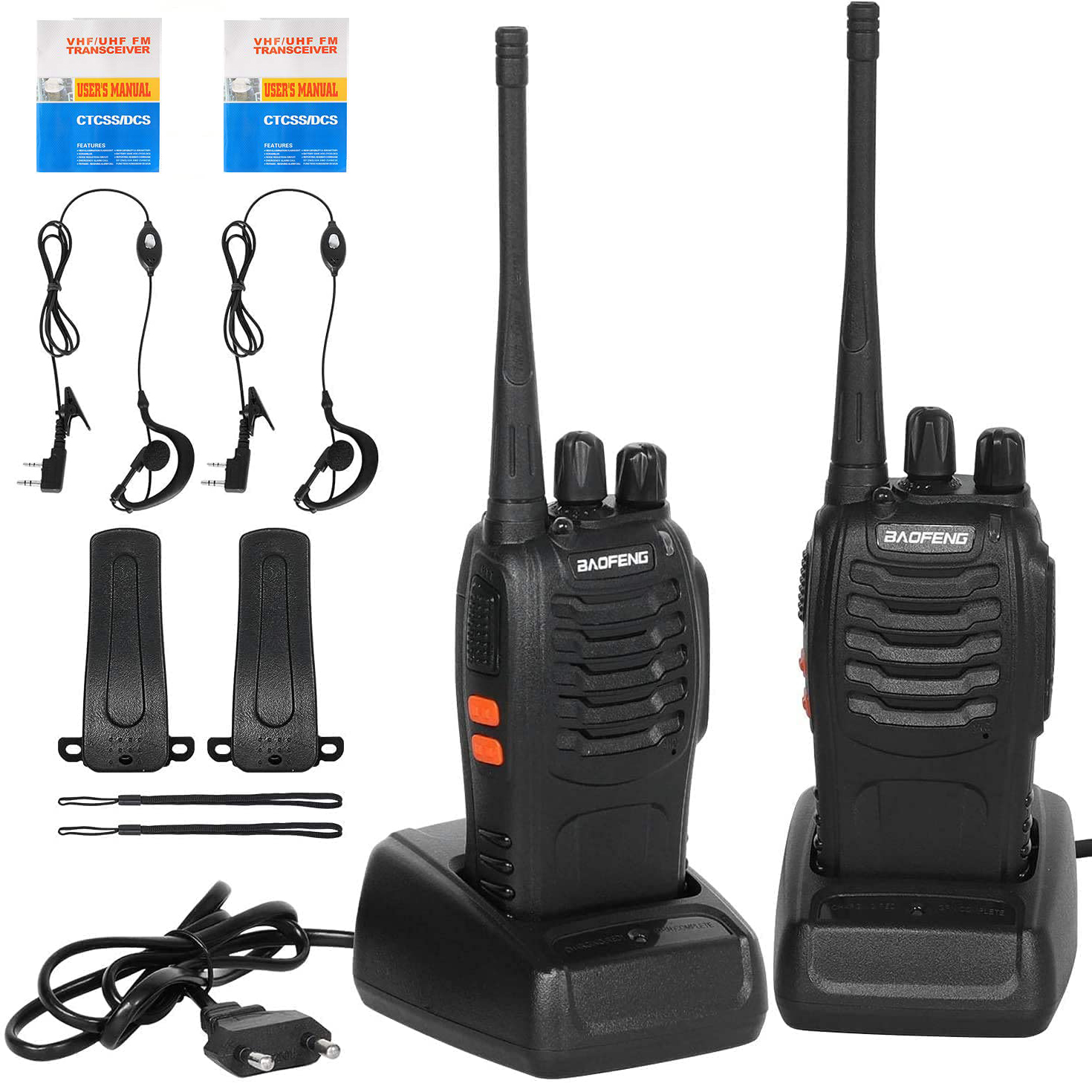 2X WALKIE TALKIE ZESTAW BAOFENG BF-888S DUŻA MOC I ZASIĘG + SŁUCHAWKI