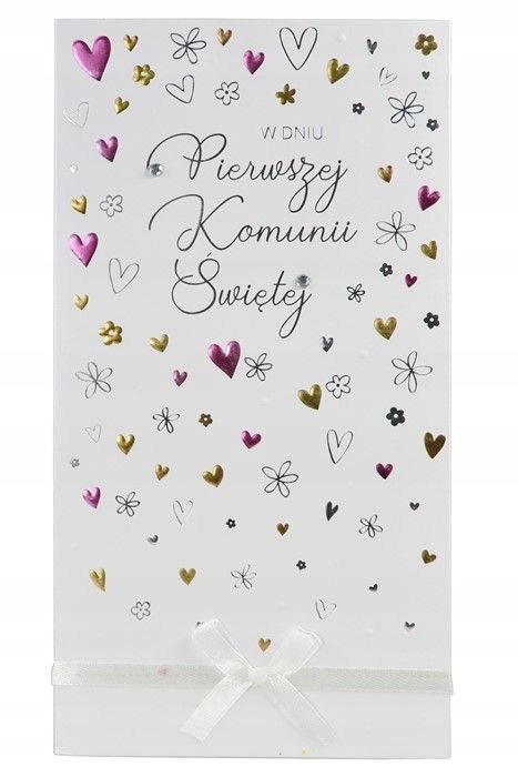 

Kartka na Komunię delikatnie zdobiona Premium PM95