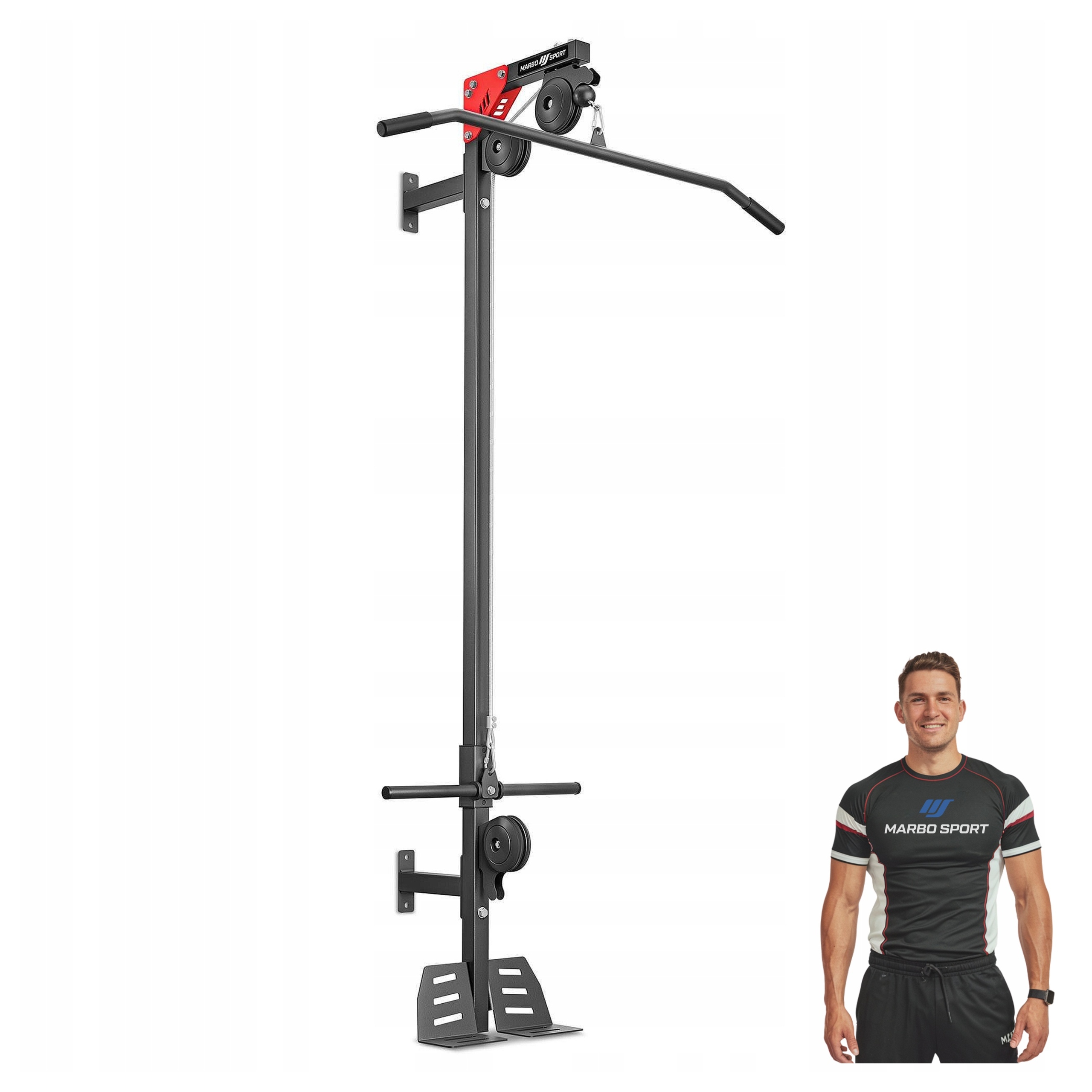 Závěsná Posilovací Kladka Marbo horní dolní ke stěně cvičení posilovna trénink ocel