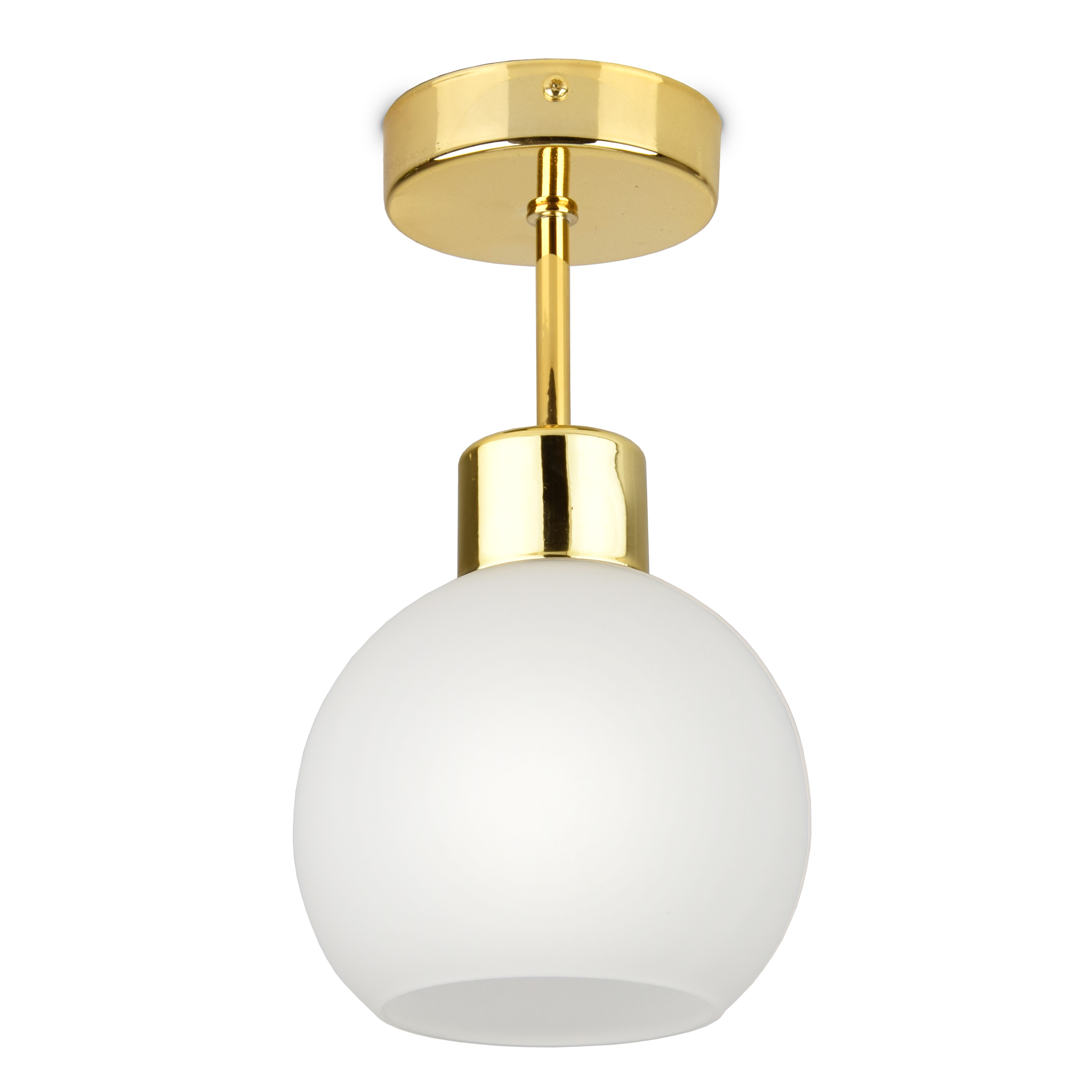 

Lampa Wisząca Żyrandol Plafon Złoty Kula Biały Mat