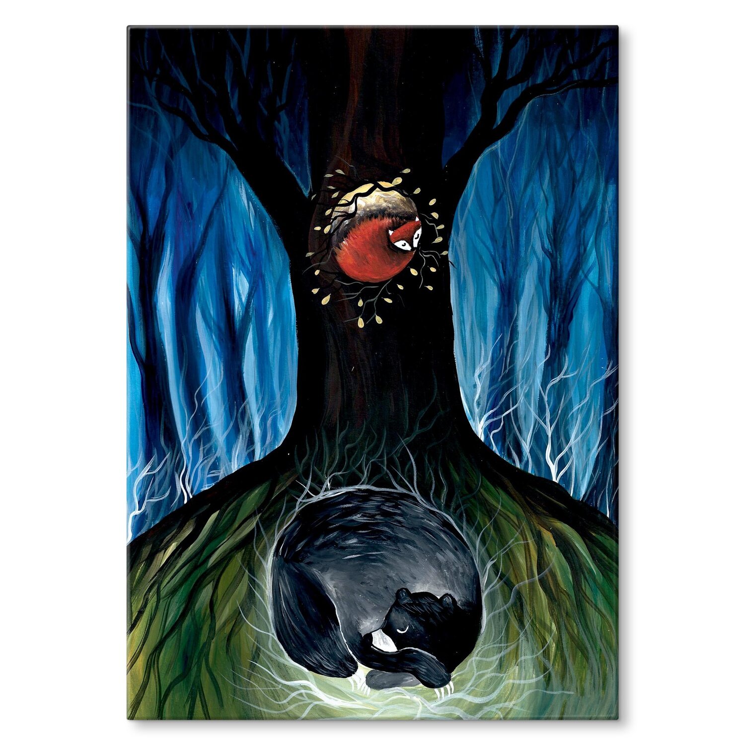 Kovový plakát Medvídek a liška ilustrace Dárek 30 x 42 cm
