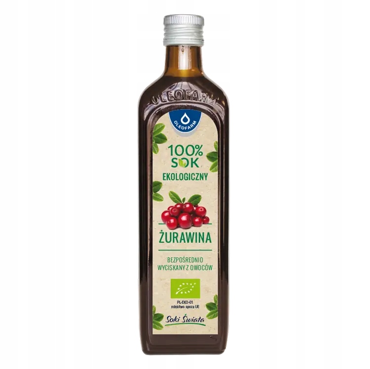 100% sok ekologiczny żurawina, 490 ml Soki Świata Oleofarm