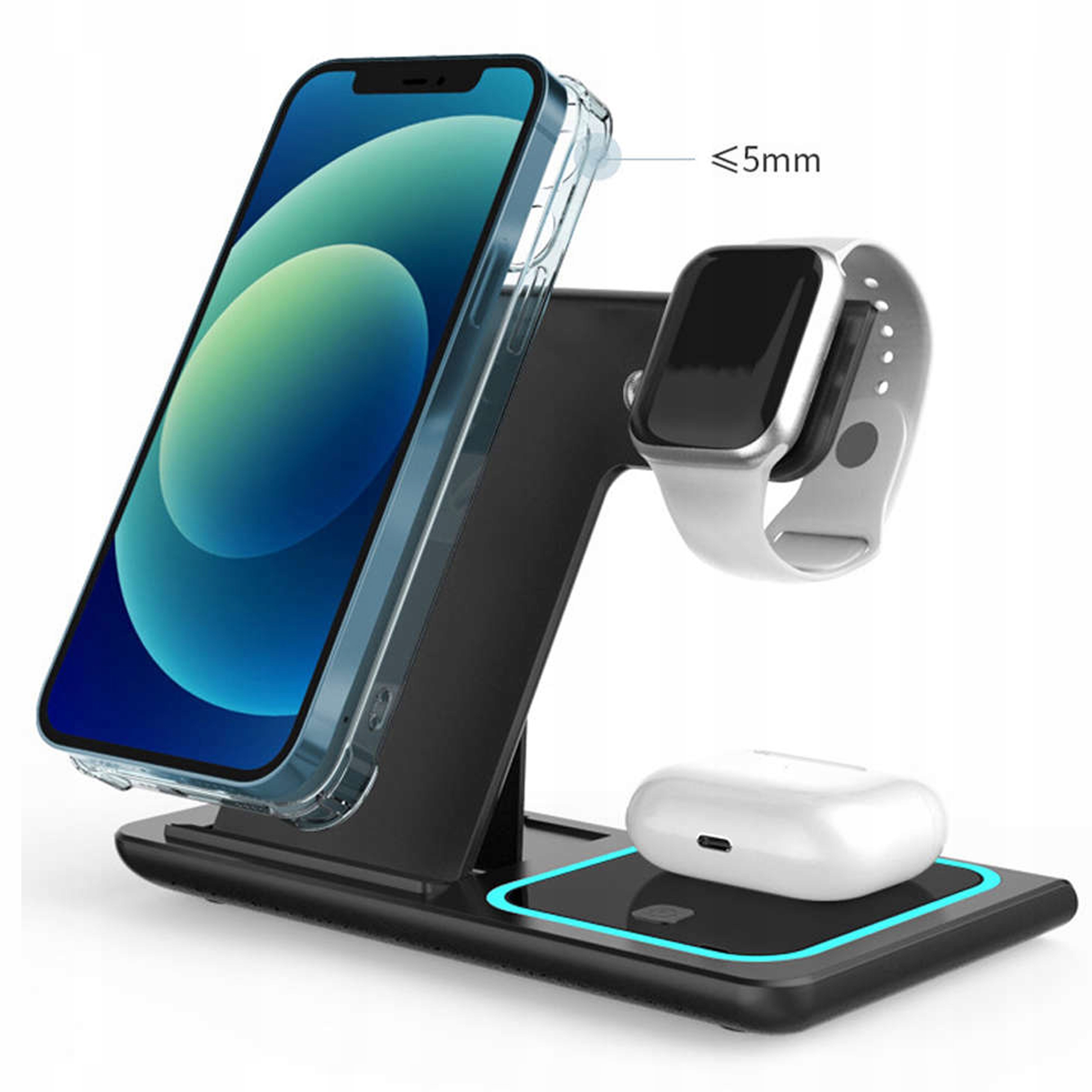 BEZPRZEWODOWA ŁADOWARKA INDUKCYJNA STACJA 3W1 iPhone Apple Watch Airpods Marka Inna