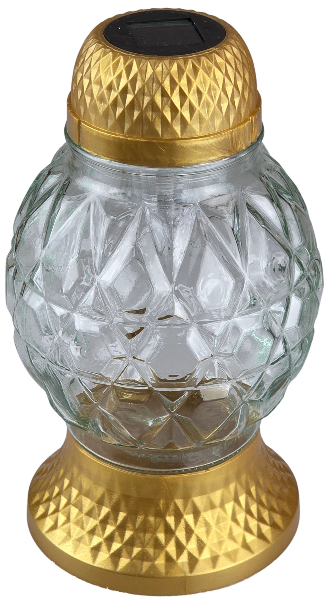 Wysoki Znicz Solarny LED 22 cm – ZNICZE EKO, Wodoodporny, LA535 ZŁOTY