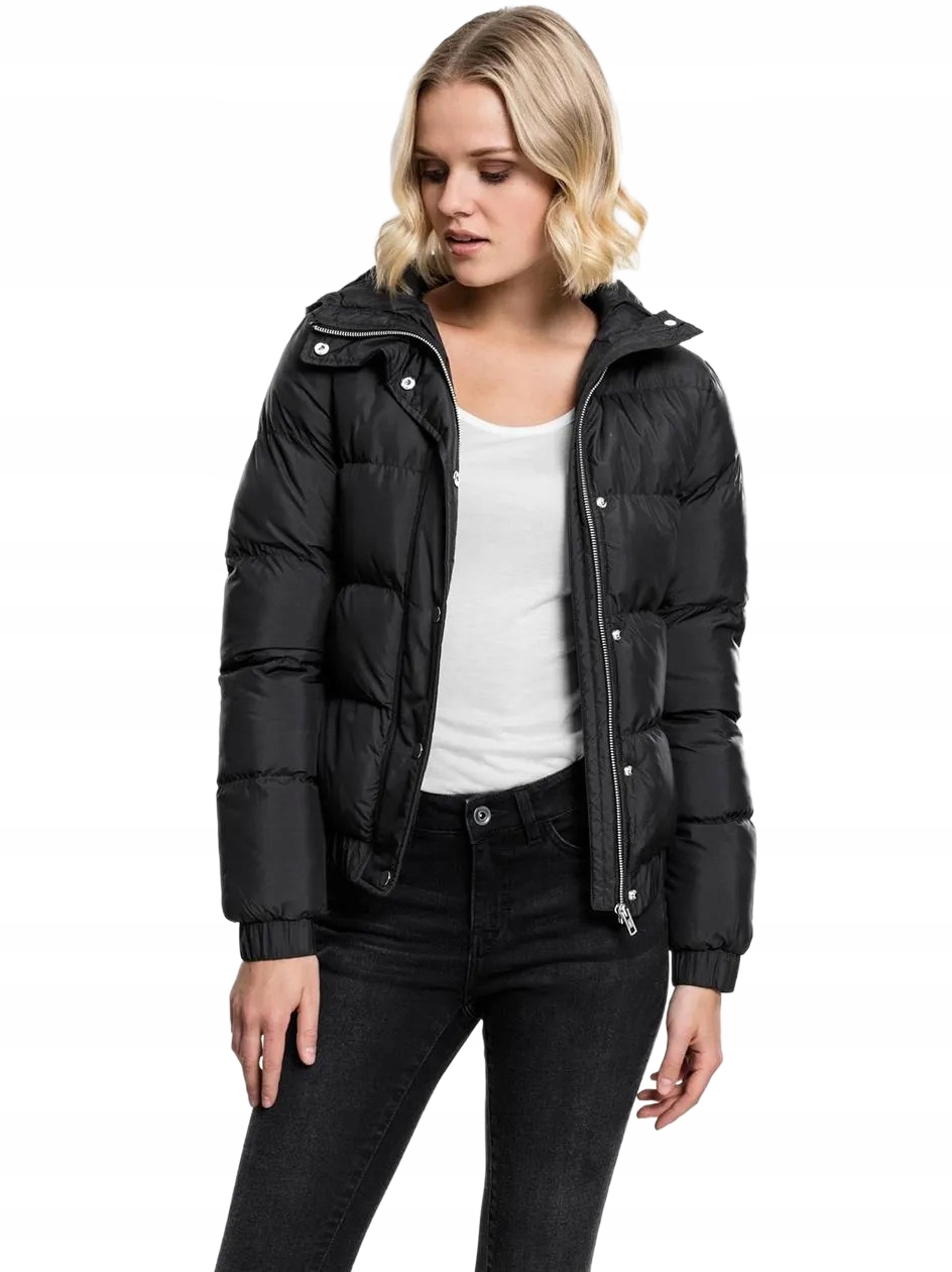 Urban Classics Černá Prošívaná Bunda S Kapucí XL 6BB