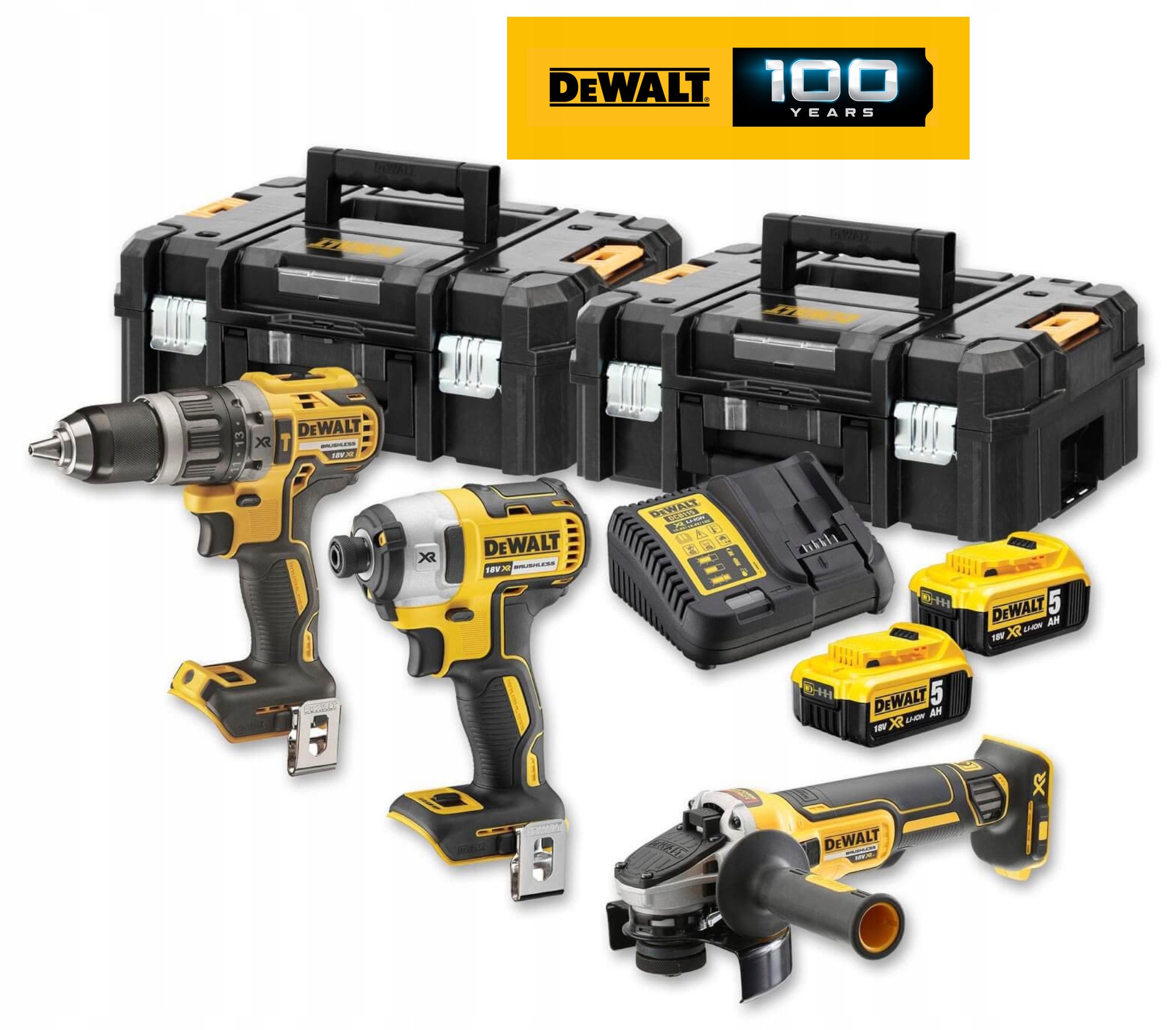 DeWALT Zestaw Combo DCF887 DCD796 DCG405, 18V 2x5,0Ah DCK384P2T
