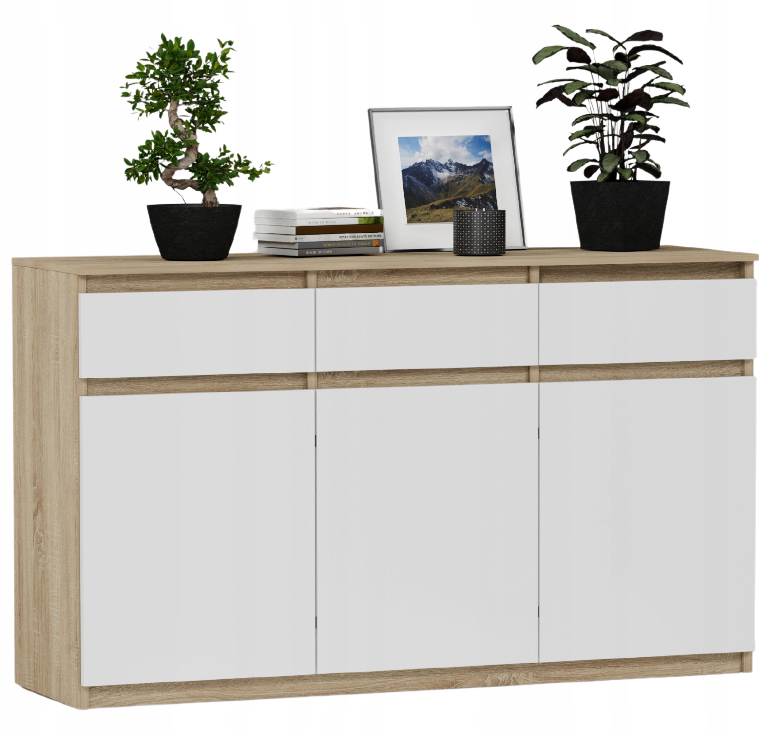 KOMODA 98CM SZAFKA 3 SZUFLADY SONOMA MIX