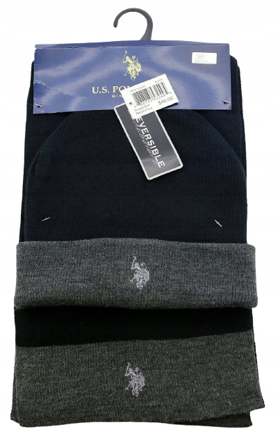 Pánská zimní sada oboustranná Čepice a šála Us Polo Assn. 55-60 cm