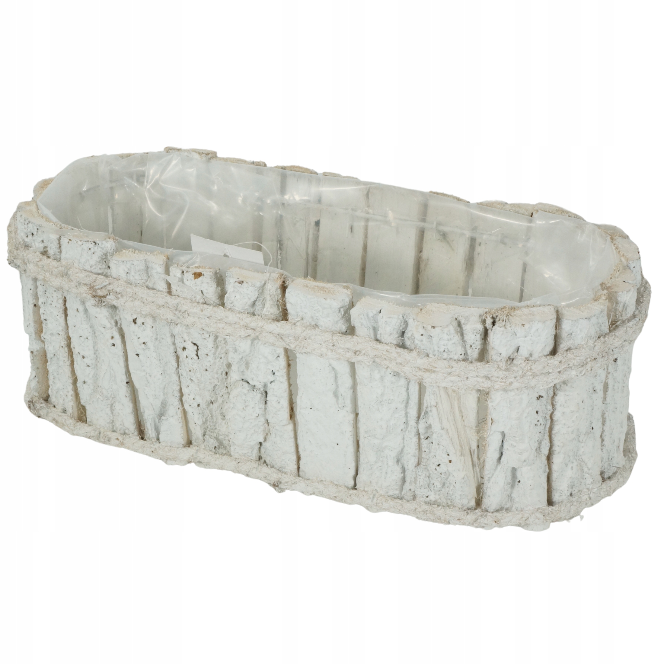 

Owalna osłonka doniczka z kory 33 cm na parapet