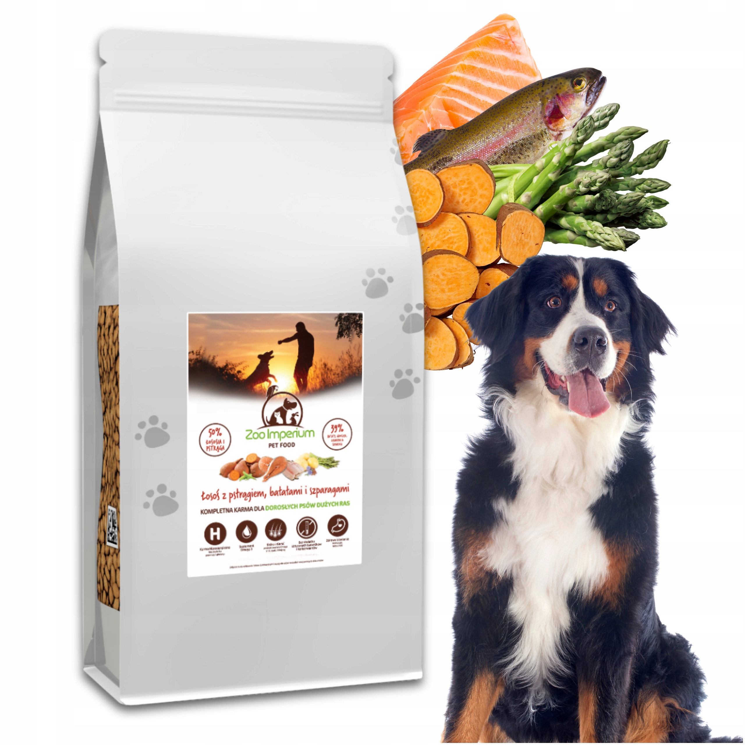 Levně Suché Krmivo pro psa Zoo-Impérium Losos Pstruh Velká plemena Grain Free 12 kg