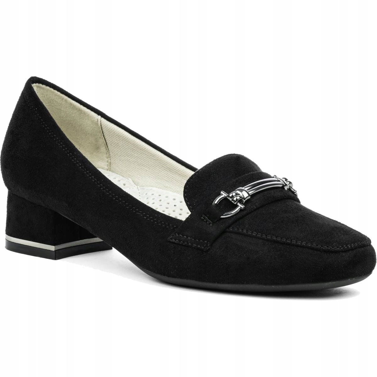 Lodičky na silném podpatku z pravé kůže s přezkou, měkké a módní Wojtyłko, velikost 36