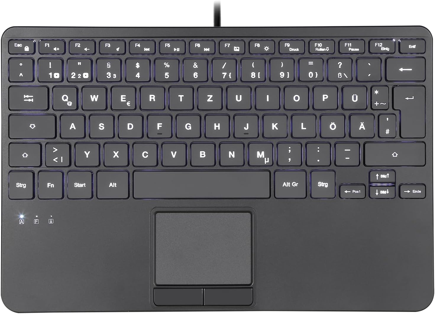 Káblová klávesnica Perixx PERIBOARD-425 s touchpadom Qwertz s podsvietením